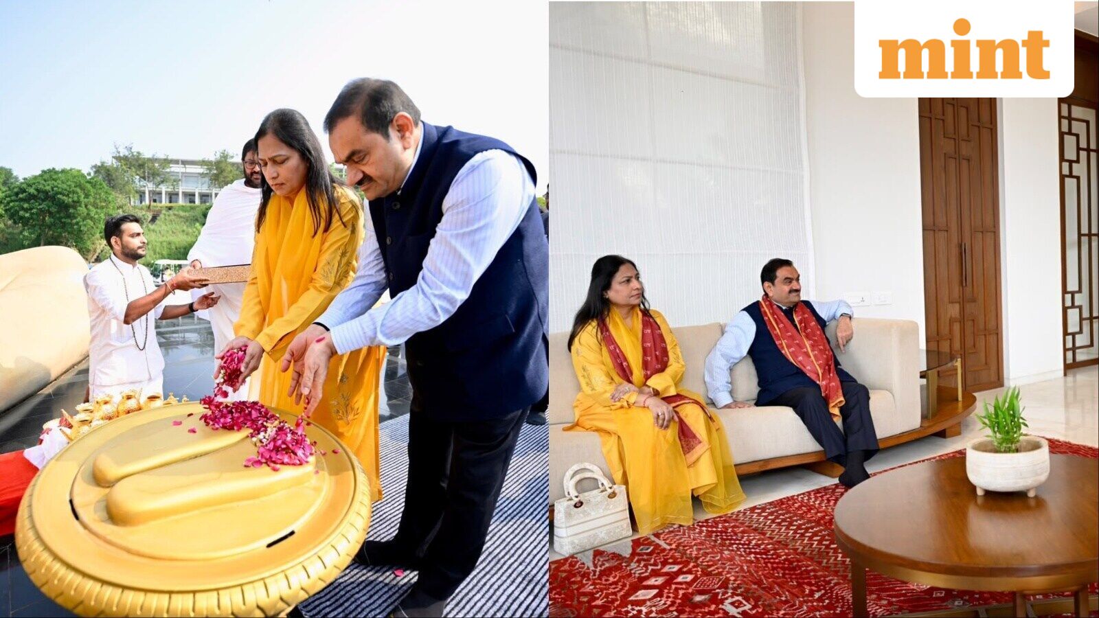 See pics: Gautam Adani, wife Priti visit Shrimad Rajchandra Ashram - 'World's tallest idol was deeply moving' — Mint India