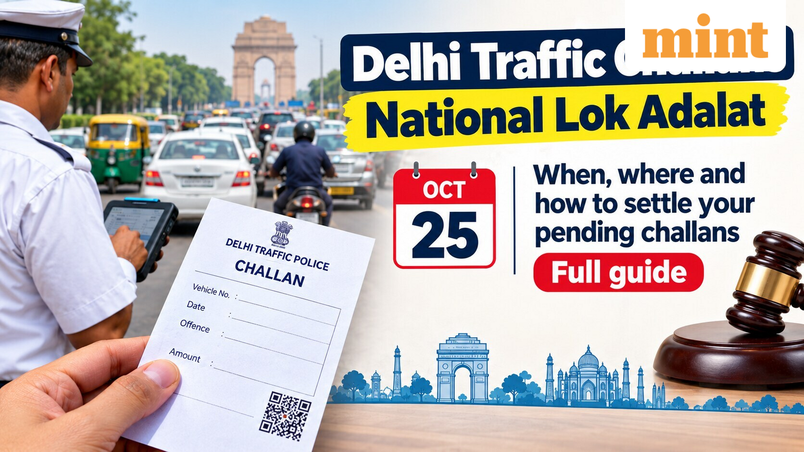Delhi traffic challans: National Lok Adalat on Oct 25 — Where and how to settle your pending challans | Full guide — Mint India, Mumbai Technology news
